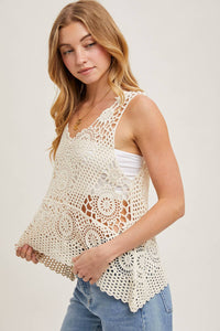 Cassidy Crochet Sleevelee Top