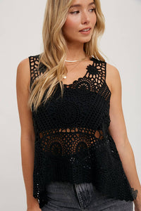 Cassidy Crochet Sleevelee Top