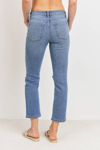 Morgan Distressed High Rise Straight Jeans