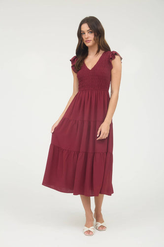 Elena Flutter Sleeve Midi Dress