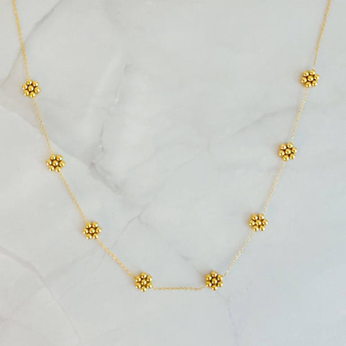 Golden Bead Flower Necklace