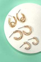 Load image into Gallery viewer, Rhinestone Huggie Hoop Trio