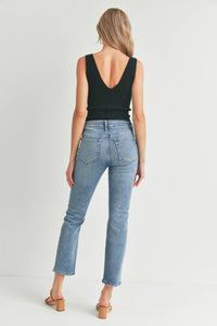 Morgan Distressed High Rise Straight Jeans