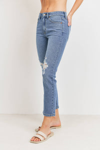 Morgan Distressed High Rise Straight Jeans