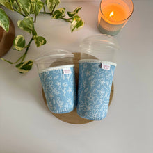 Load image into Gallery viewer, Blue and White Floral Iced Coffee Sleeve