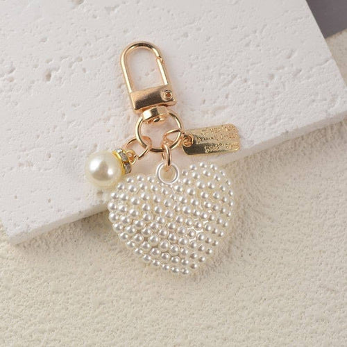 Puffy Pearl Heart Bag Charm