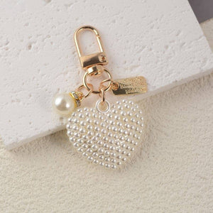 Puffy Pearl Heart Bag Charm