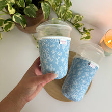 Load image into Gallery viewer, Blue and White Floral Iced Coffee Sleeve