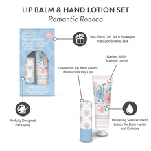 Load image into Gallery viewer, Romantic Rococo Lip Balm &amp; Hand Lotion Set