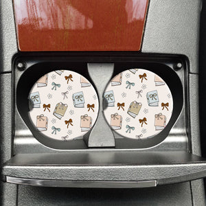 Books and Bows Car Coasters